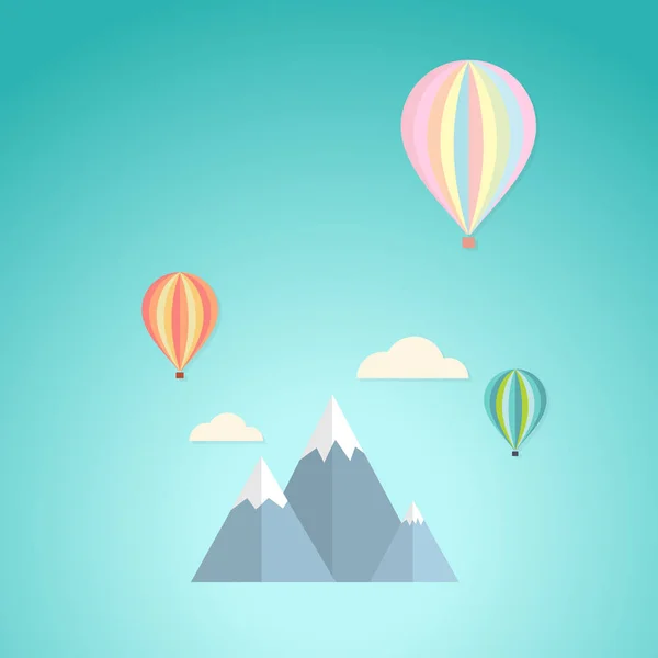 Balón na obloze a horské retro — Stockový vektor