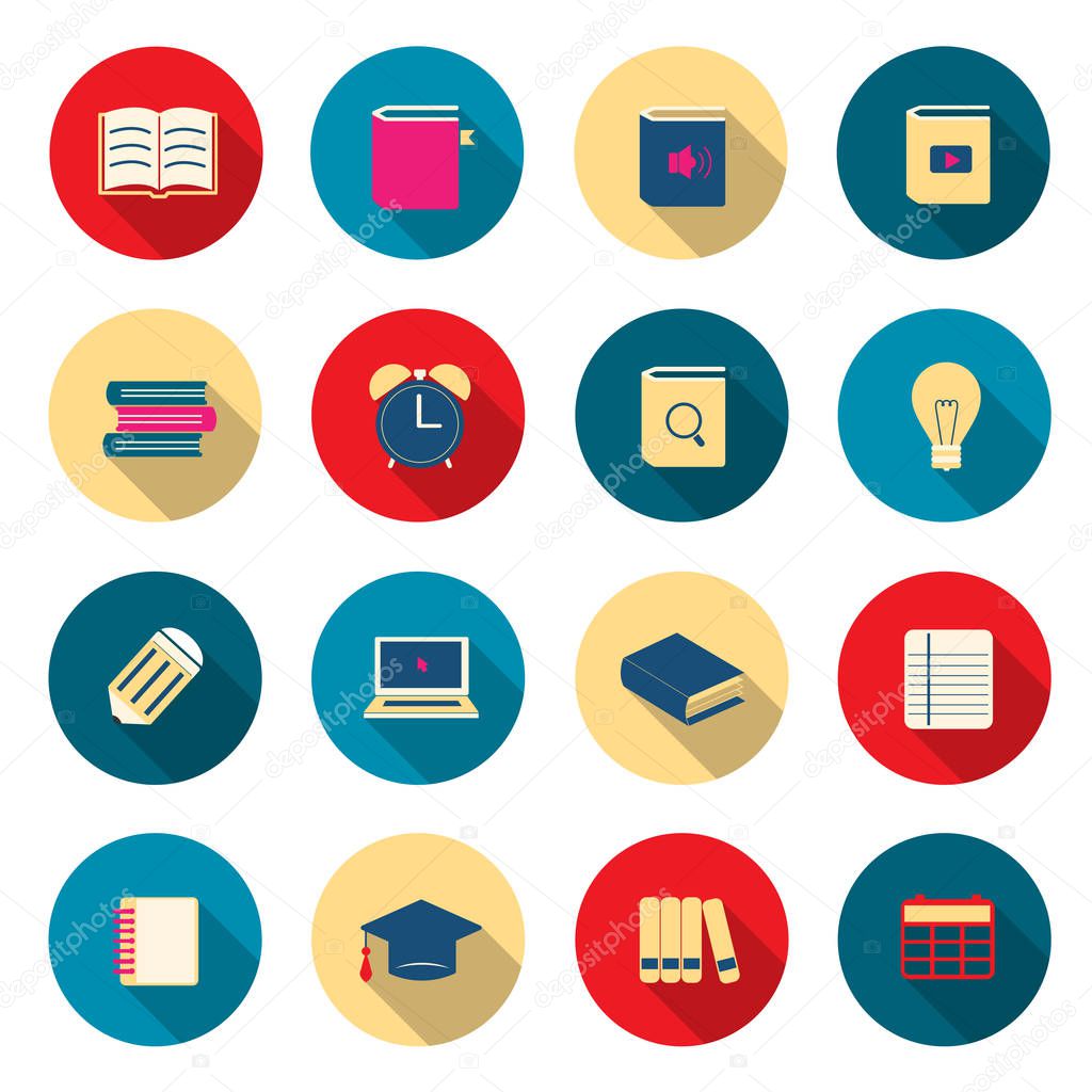 Learning education color icons set