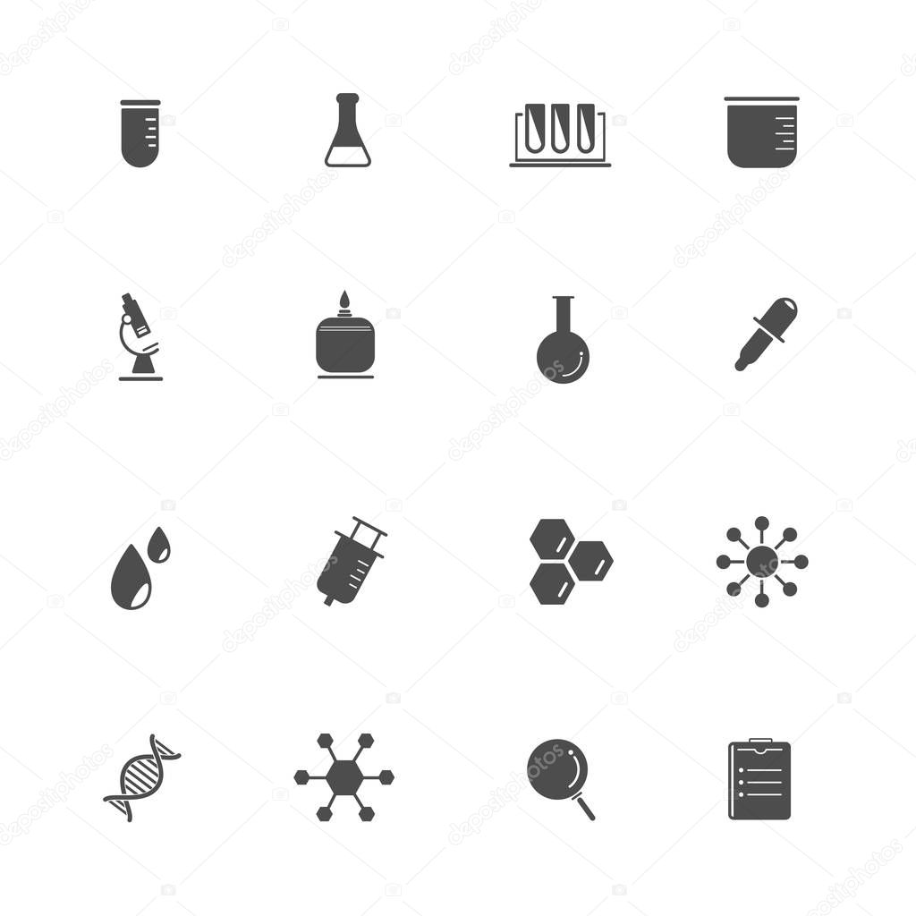 Science Equipment and Lab black Icons 