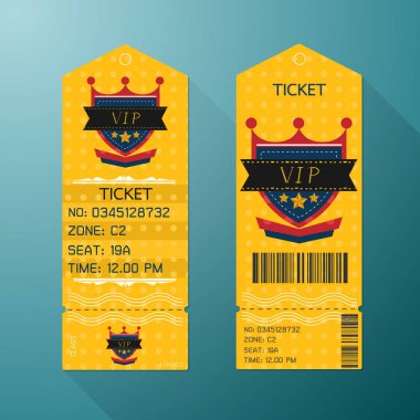 Bilet Tasarım Şablonu Retro Style. Altın Vip Sınıfı.
