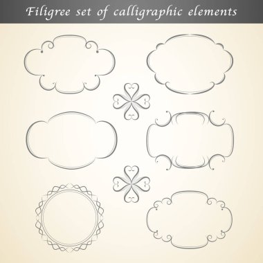 Kaligrafik elemanların telilik seti vintage tasarım süslemek