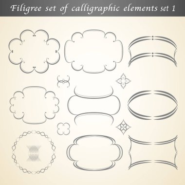 Kaligrafik elemanların telilik seti vintage tasarım s süslemek