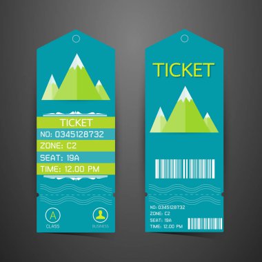 Bilet Tasarım Şablonu. Dağ Parkı Konsepti