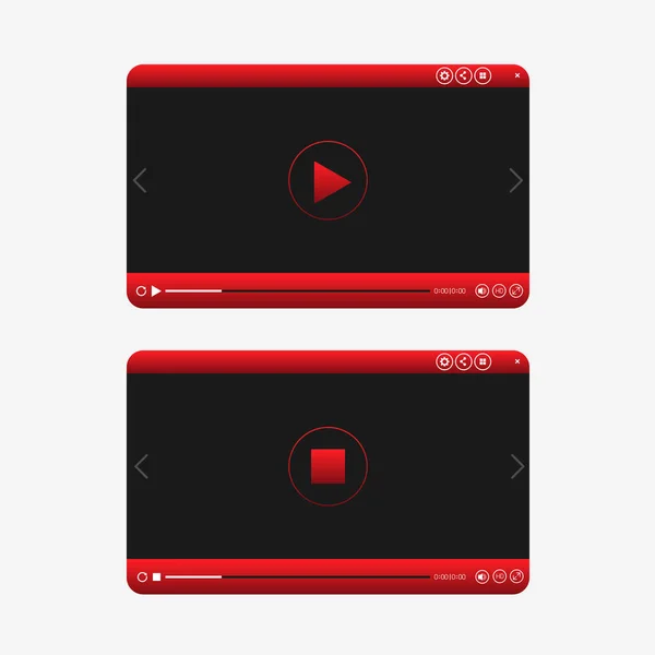 Vídeo player design vermelho — Vetor de Stock