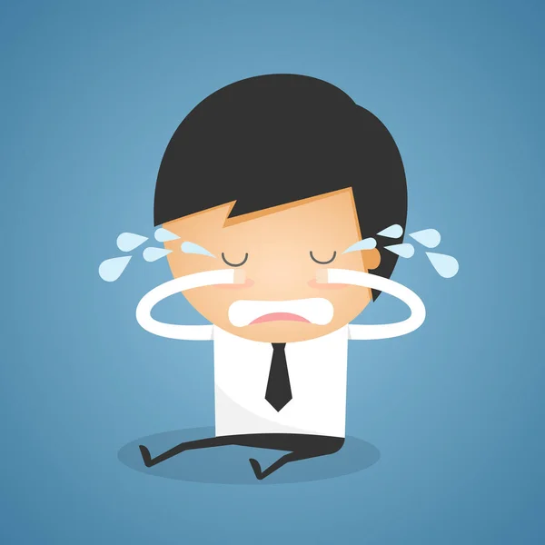 Businessman sit crying — Stock Vector