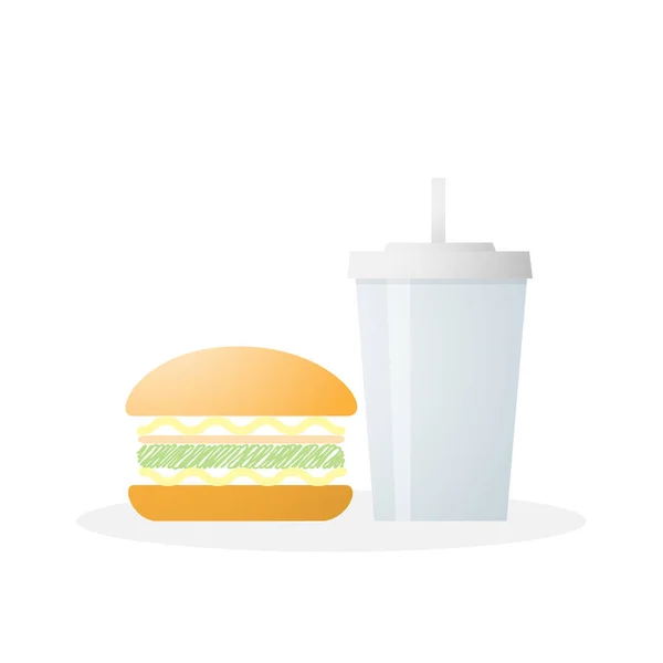 Fast food with hamburger and soft drink — Stock Vector