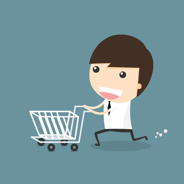 Businessman shopping with cart — Stock Vector