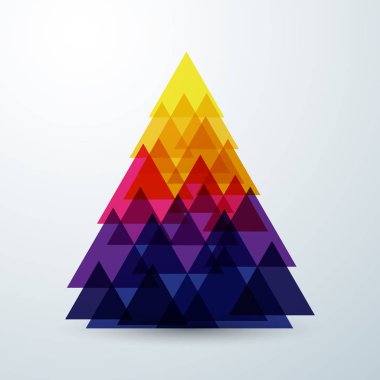 Renkli yaratıcı sanat geom ile Noel ağacı soyut üçgen