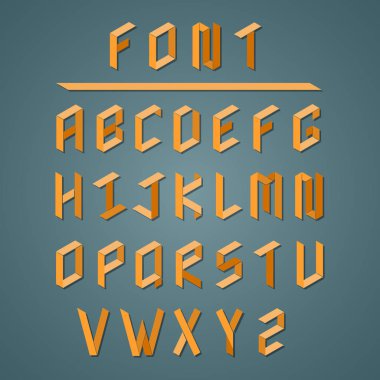 Retro 3d yazı tipi. büyük harf türü