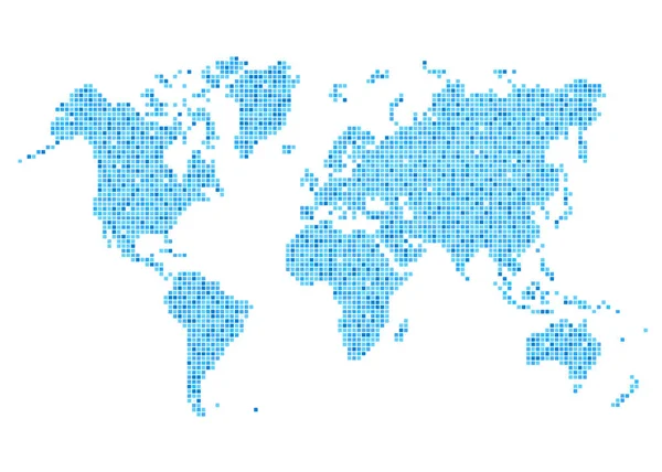 Weltkarte der abgerundeten Ecke Quadrat blau — Stockvektor