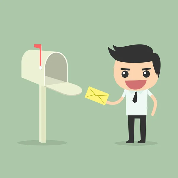 İşadamı posta kutusundan posta alıp gönderin — Stok Vektör