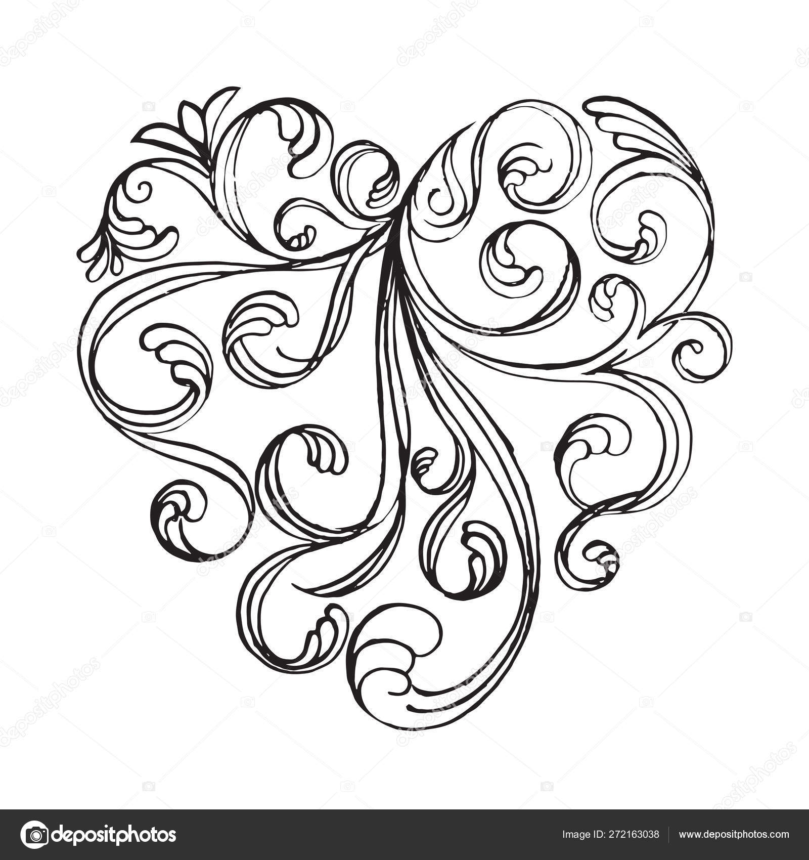 Filigree Calligraphy Of Heart Shape Abstract Drawing Art Design Stock Vector C Wissanu 272163038 Find set of vector vintage baroque engraving floral scroll filigree design. filigree calligraphy of heart shape abstract drawing art design stock vector c wissanu 272163038