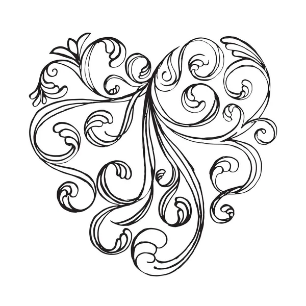 Kalp şekli soyut çizim sanat tasarımı nın filigree kaligrafi.