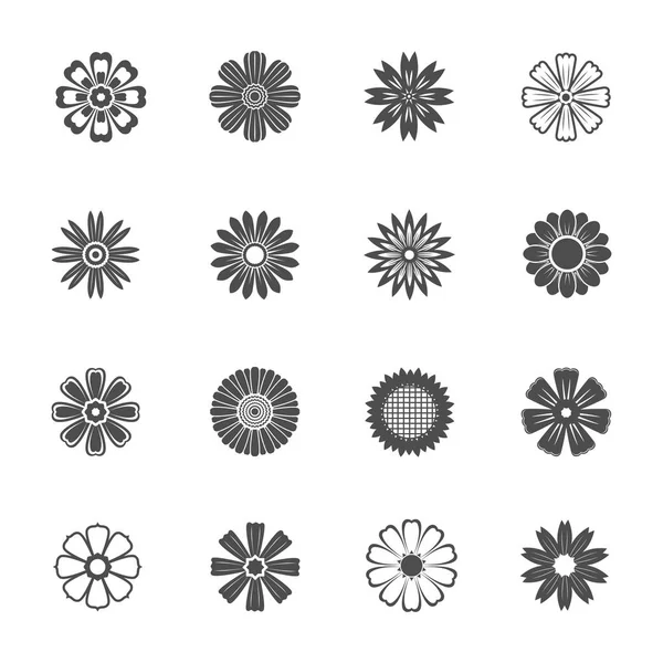 Flor patrón plano iconos — Vector de stock