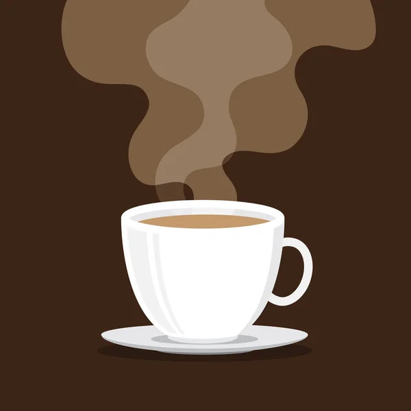 煙、茶色の背景を持つコーヒーカップ — ストックベクタ