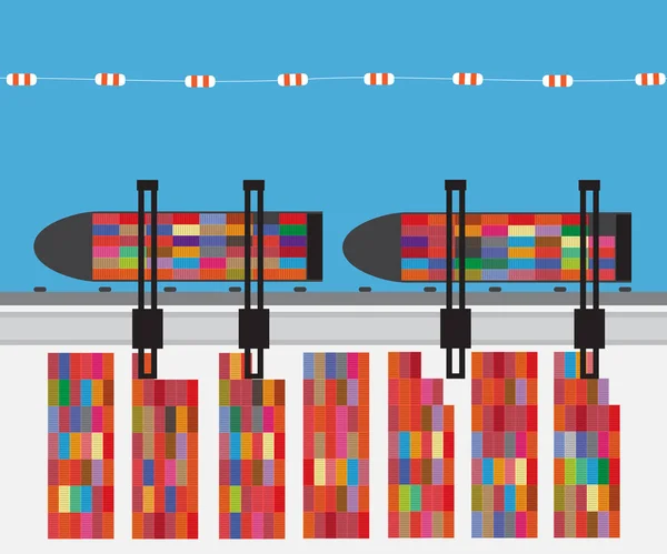 Port avec cargo et terminal à conteneurs — Image vectorielle