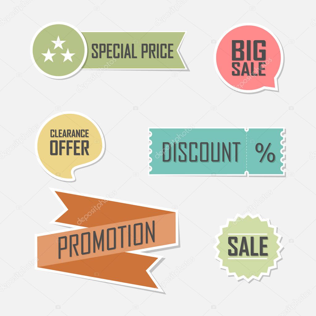 Banner set of offer flat elements lable design