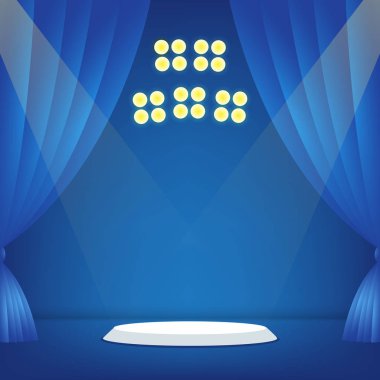 Mavi arka planlı sahne. Vektör çizimi