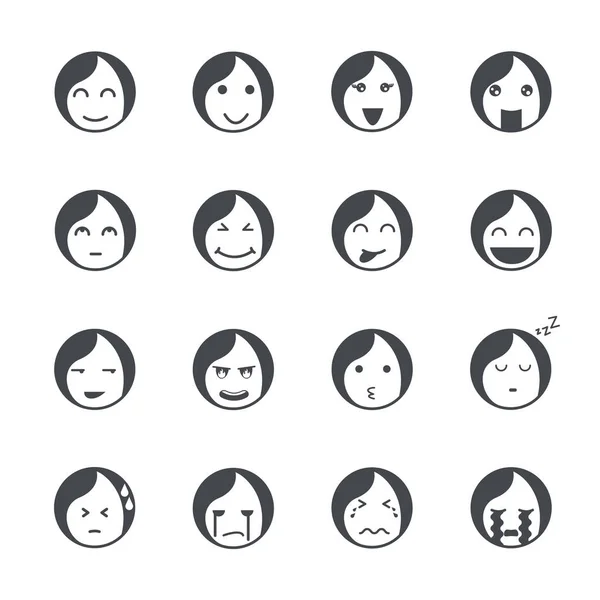 Эмоции женские иконы . — стоковый вектор