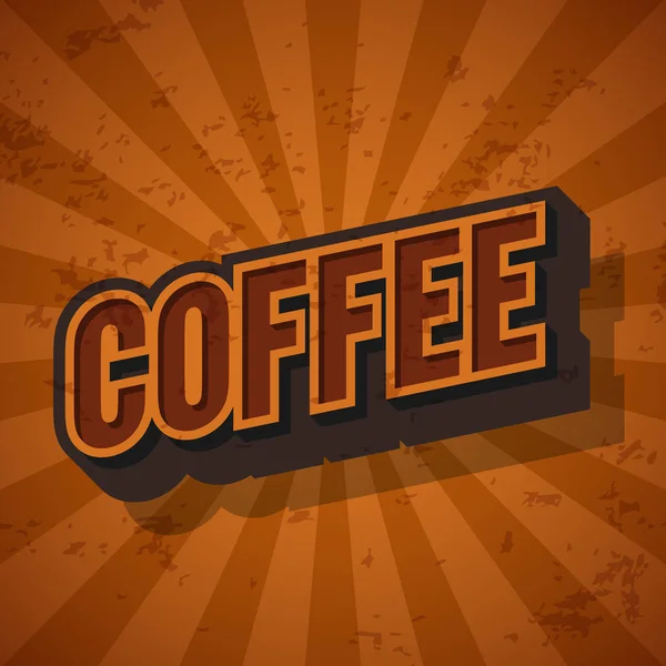 Koffie retro Sunburst poster, vector illustratie — Stockvector