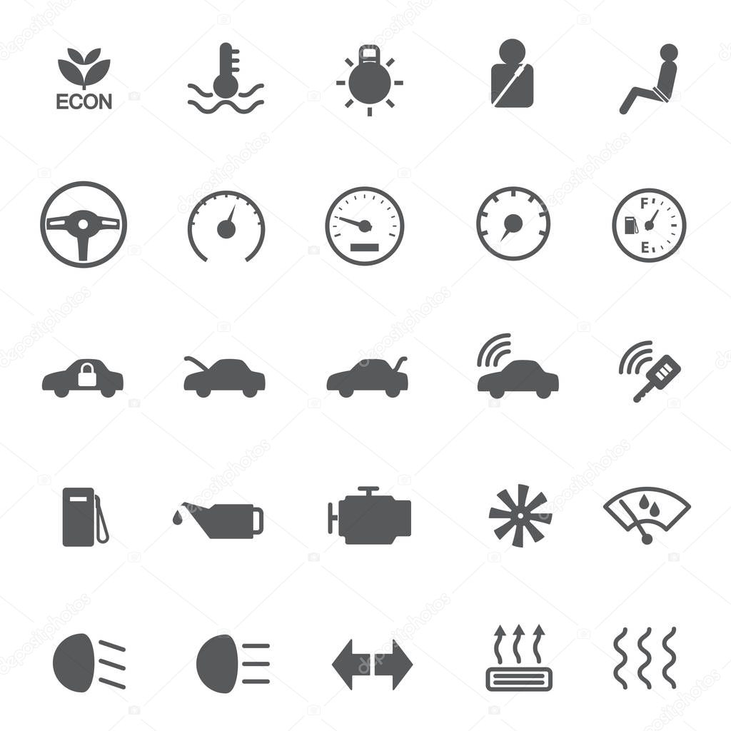 Car dashboard icons. Vector illustration.