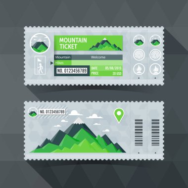 Mountain Park Travel Ticket Card. modern element tasarımı.