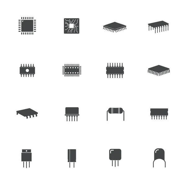 Elektroniczne ikony komponentów mikroukładów — Wektor stockowy