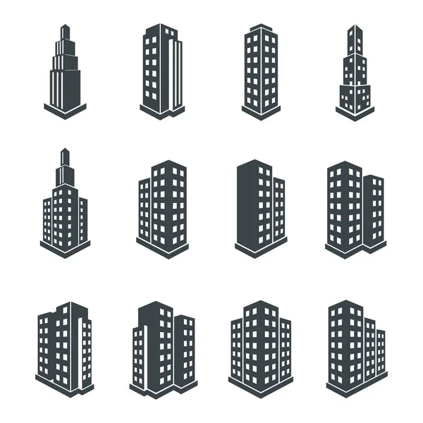 Building 3d Perspective Icons. — Stock Vector