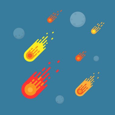 Meteor meteorit ile galaksi. Vektör Illustration