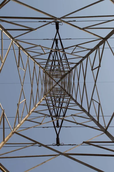 India pueblo luz eléctrica torre visión vista cielo principal línea —  Fotos de Stock