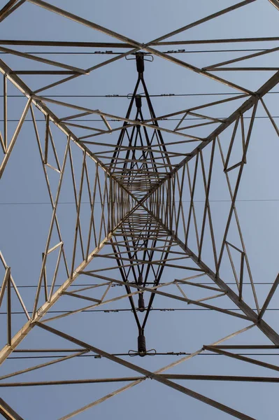 Indiaas Dorp Elektrisch Licht Toren Inzicht Uitzicht Hemel Leidende Lijn — Stockfoto