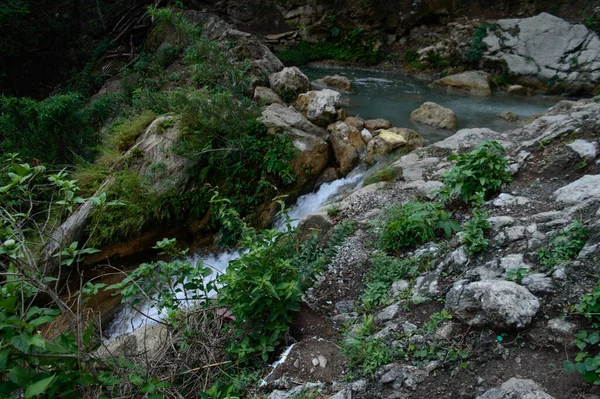 Kis Vízesés Alatt Híres Neer Garh Vízesés Rishikesh Uttarakhand India — Stock Fotó
