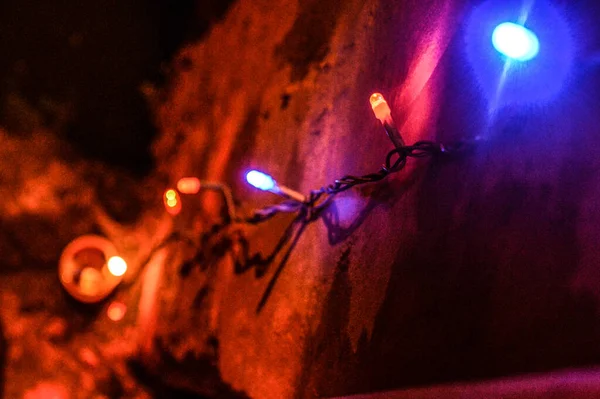 Hint Festivali Diwali Için Duvarda Peri Işığı Süslemesi — Stok fotoğraf