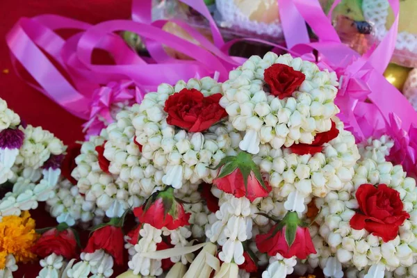 Hand Jasmine Garlands Beautiful Market — Stock Photo, Image