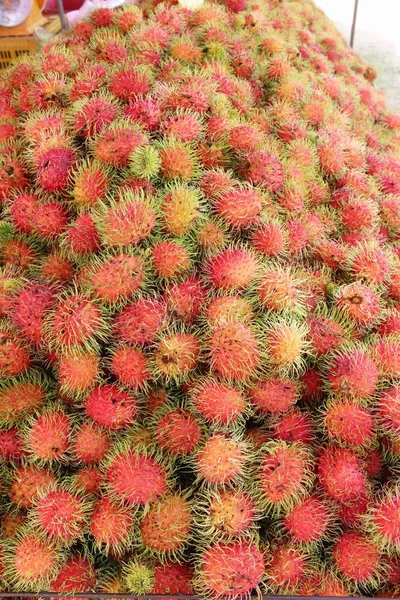 Frutas Doces Rambutan Delicioso Mercado — Fotografia de Stock