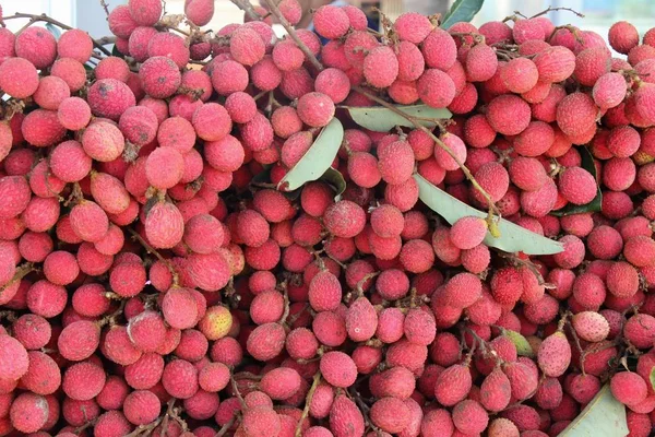 Taze Lychee Meyve Sokak Gıda Lezzetli — Stok fotoğraf