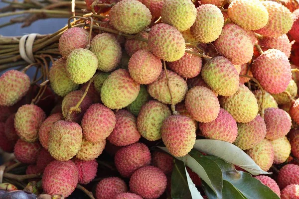Frutta Litchi Fresca Deliziosa Cibo Strada — Foto Stock