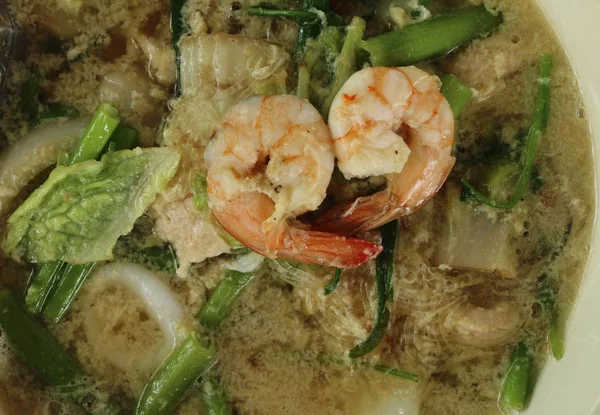 Sukiyaki Mořské Plody Mix Zeleniny Vynikající — Stock fotografie