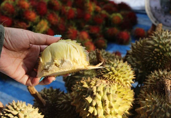 Durian Φρούτα Είναι Νόστιμο Φαγητό Του Δρόμου — Φωτογραφία Αρχείου