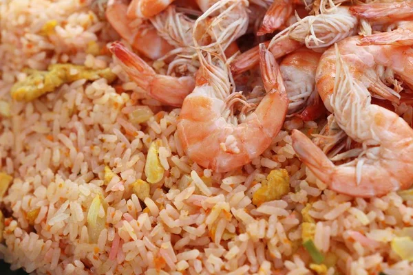 Riz Frit Aux Crevettes Aux Légumes Est Délicieux — Photo