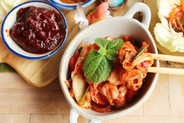 Kimchi Cibo Coreano Tradizionale Delizioso — Foto Stock