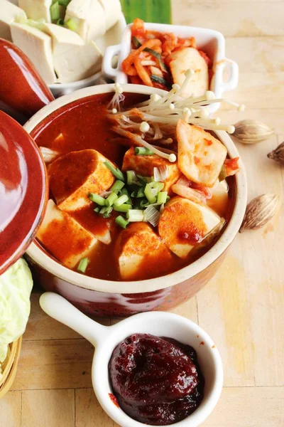 Sopa Tofu Kimchi Comida Coreana Tradicional —  Fotos de Stock