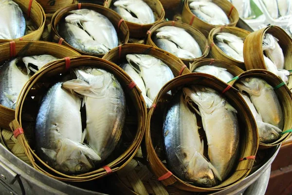 Makrelenfisch Dampfte Köstlich Beim Streetfood — Stockfoto
