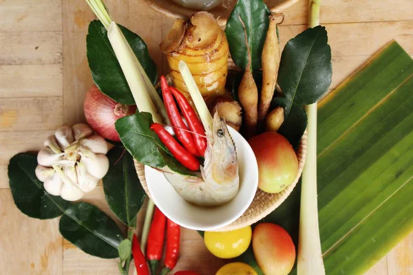 Fresh Shrimp Vegetable Spicy Soup — Stock Photo, Image