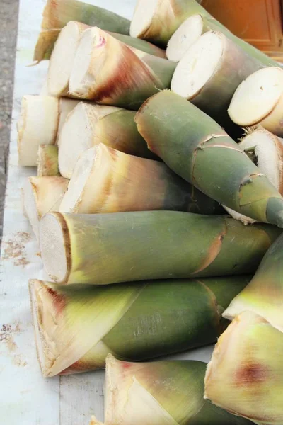 Tatlı Bambu Markette Yemek Pişirmek Için Ateş — Stok fotoğraf