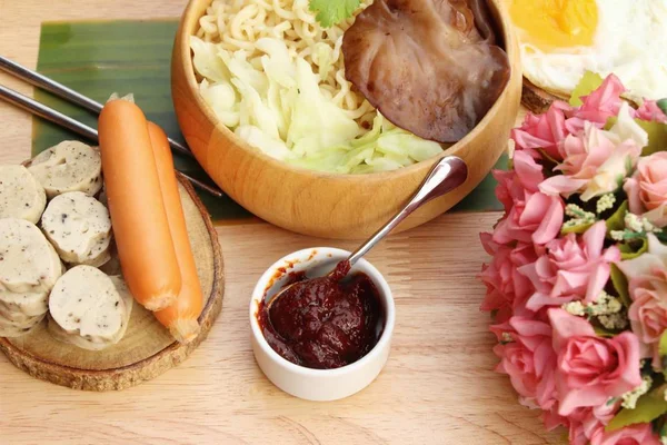 Ramyeon Nouille Instantanée Coréenne Avec Gochujang Délicieux — Photo