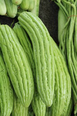 Pazarda yemek pişirmek için acı kavun kabak