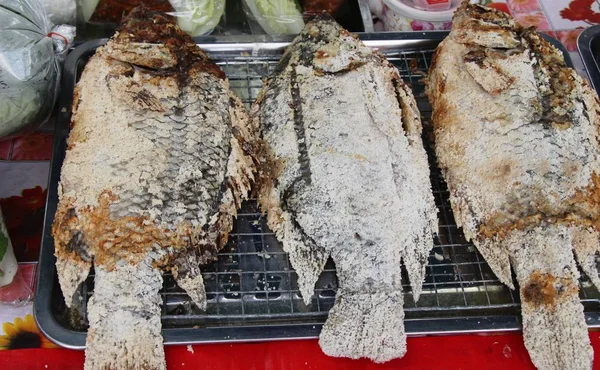 Gegrilde Vis Heerlijk Straat Eten — Stockfoto