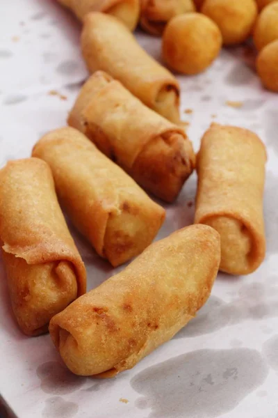 Fried Spring Rolls Traditional Appetizer Food — Stock Photo, Image