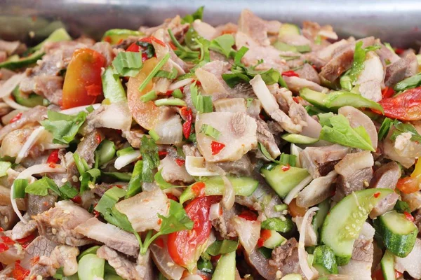 Spicy Pork Salad Delicious Street Food — Stock Photo, Image